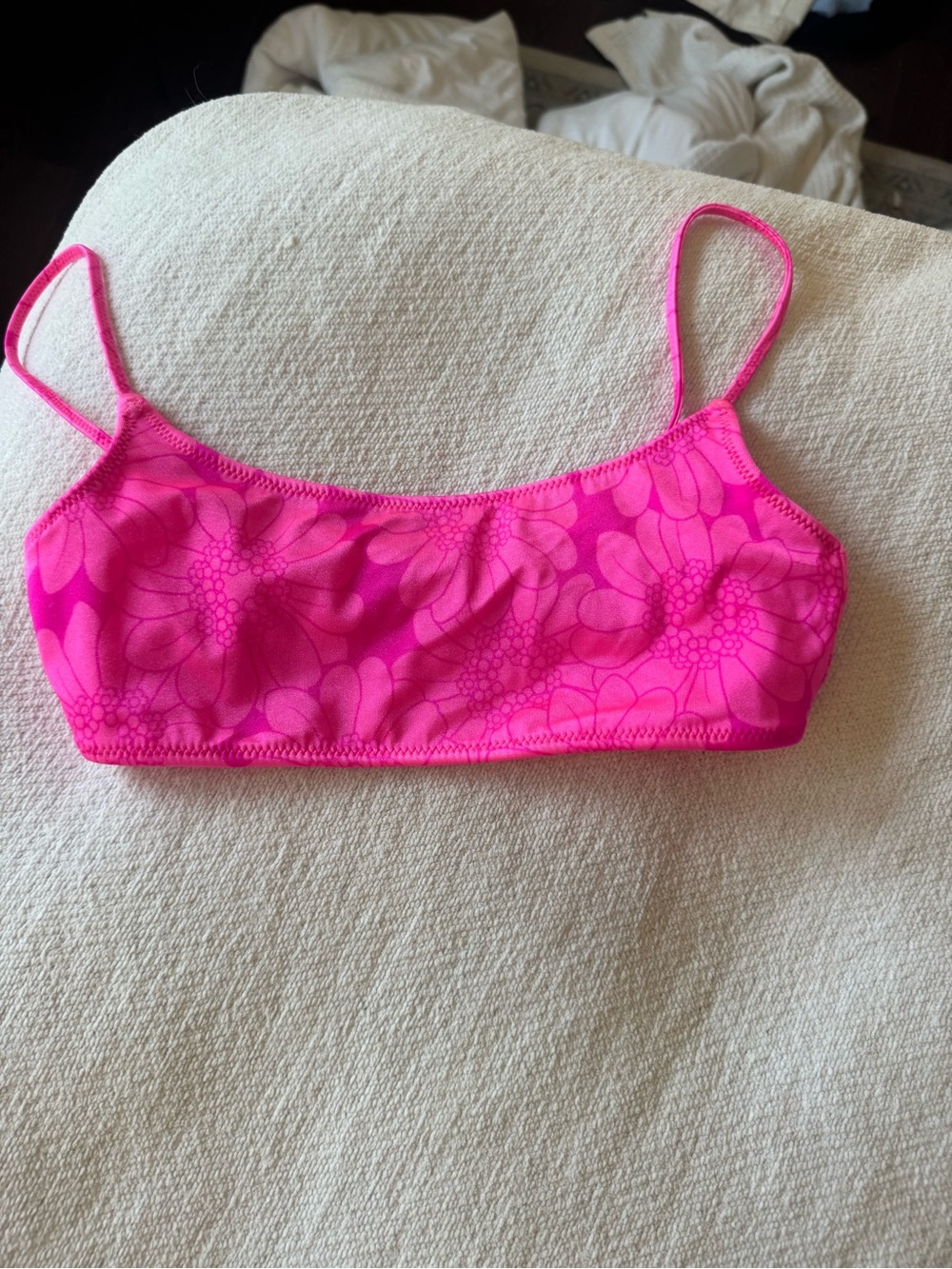 triangl swimwear Hot Pink Bikini Top with Floral Texture
